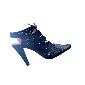 Gianni Bini Black Cut-Out Lace-Up Heels